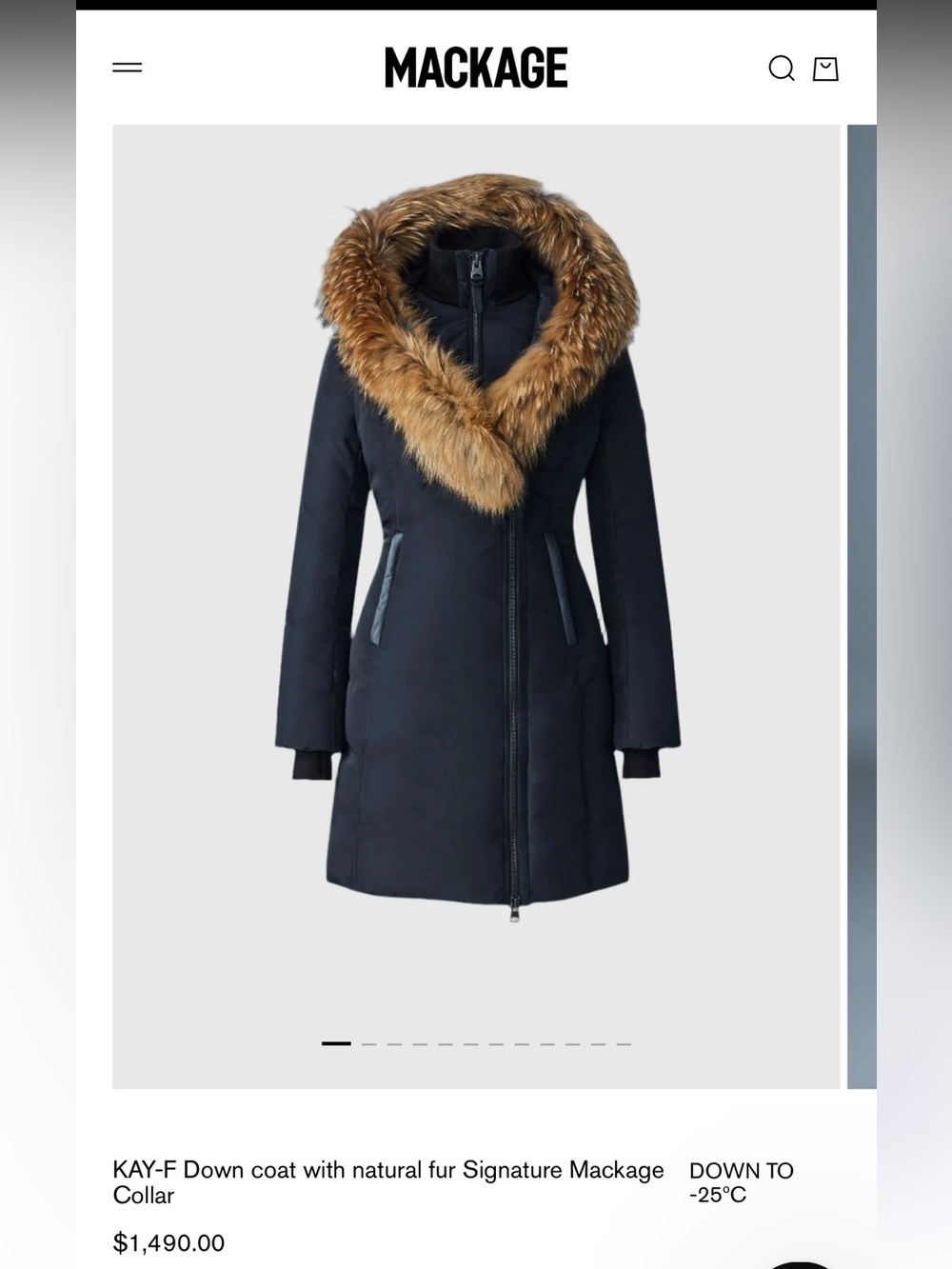 Mackage Kay-F winter jacket parka Puffer Coat S navy $1606